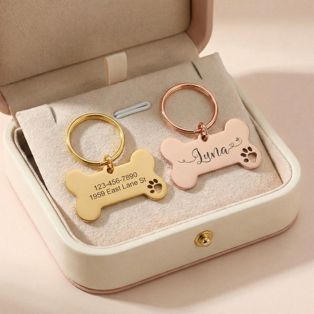 Egyedi gravírozott kutya nyakörv biléta névvel,címmel,telefonszámmal