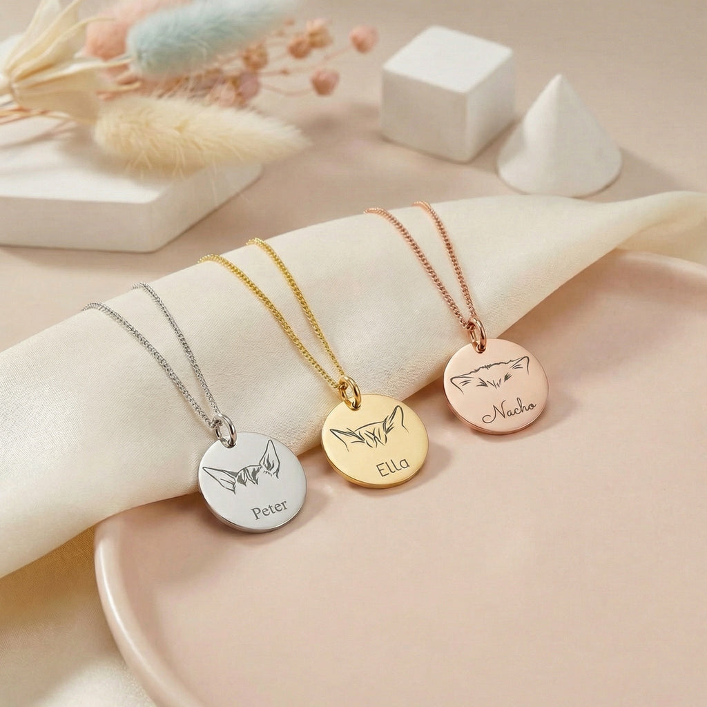 Egyedi Gravírozott Cica Fül És Név Nyaklánc