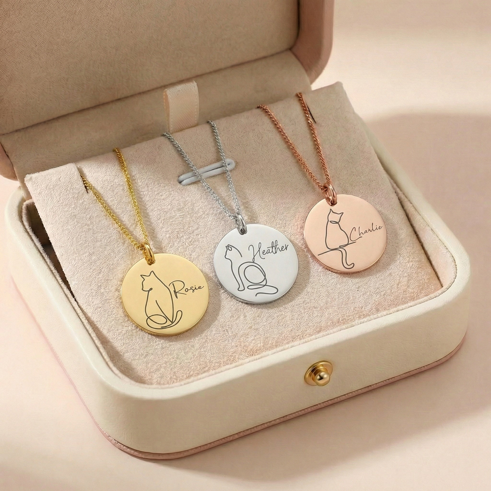 Egyedi Gravírozott Cica Név Nyaklánc