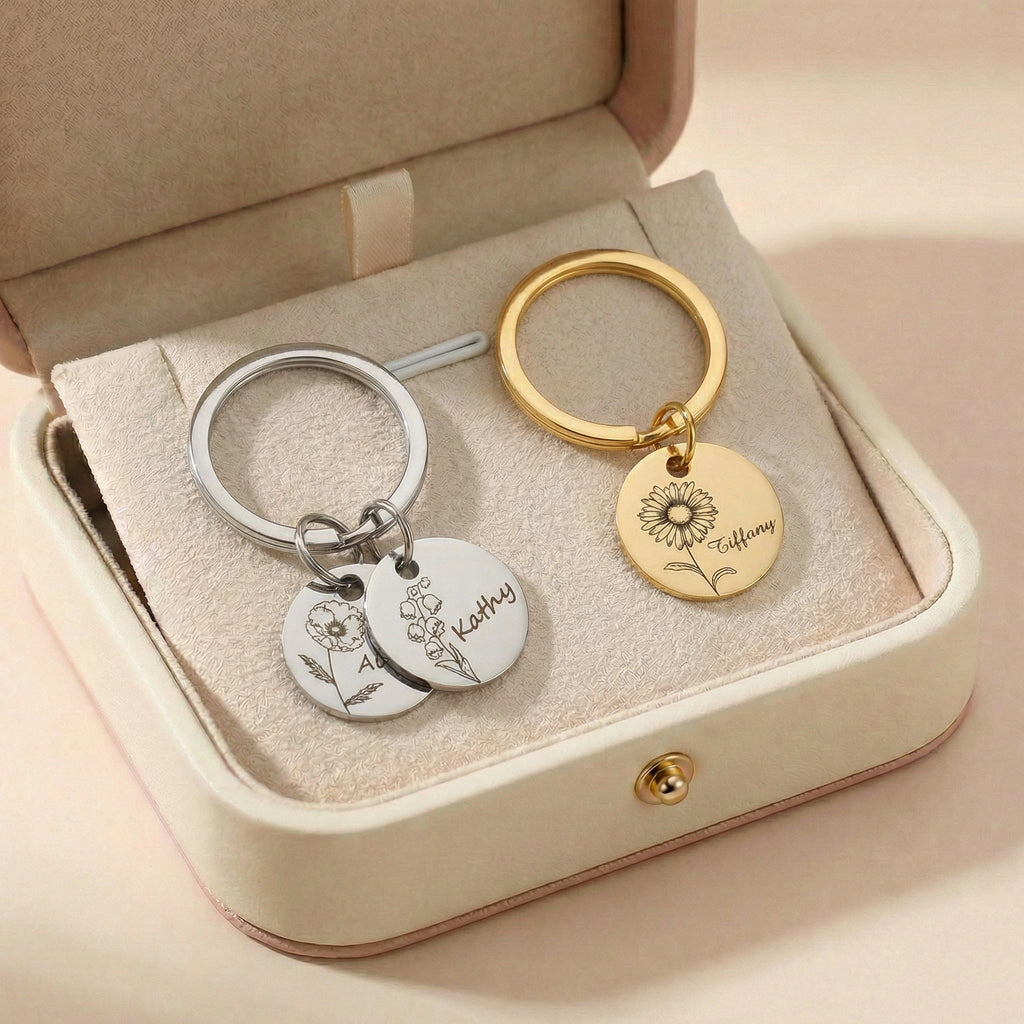 Egyedi Gravírozott Születési Virág Nyaklánc Saját névvel,dátummal,üzenettel.