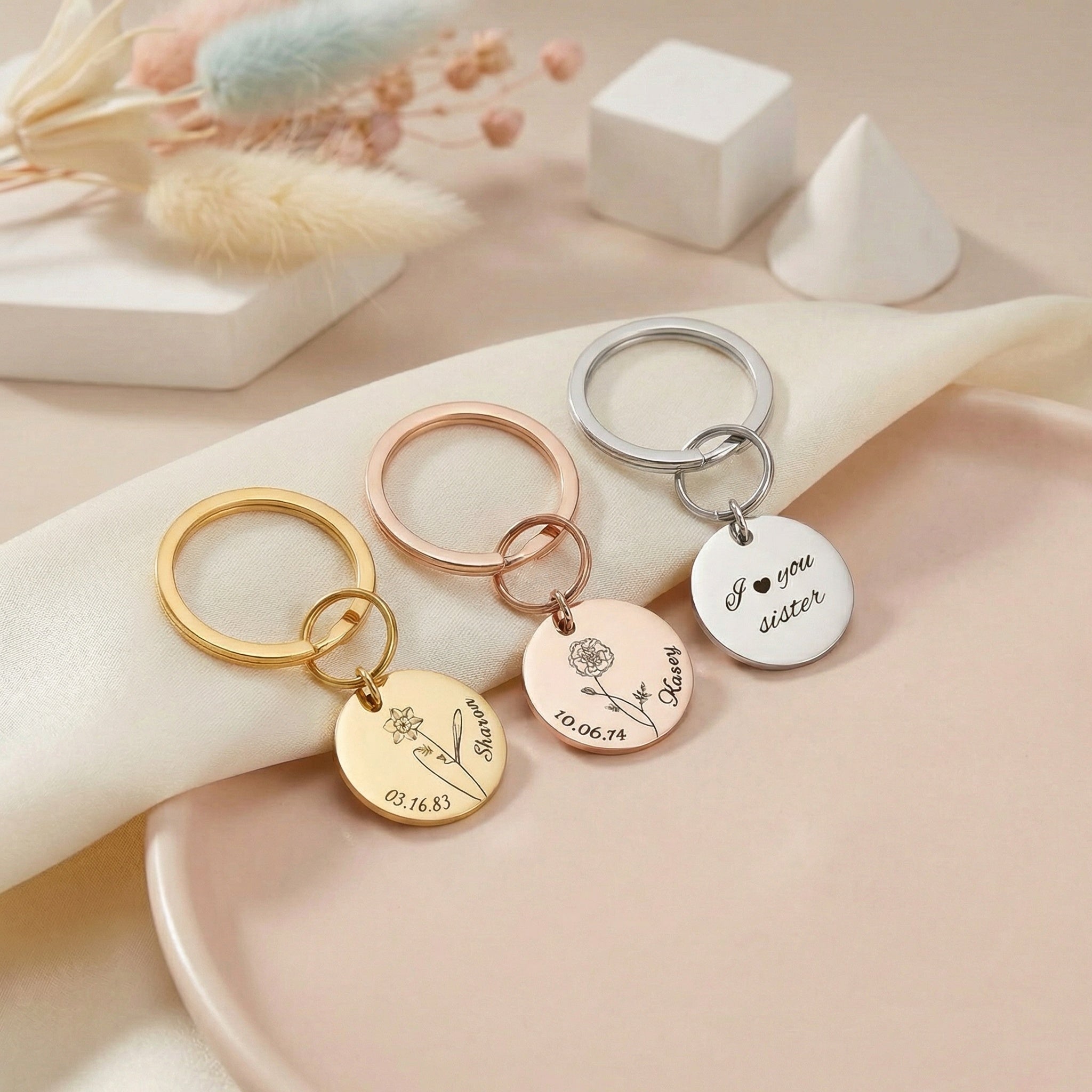 Egyedi Gravírozott Születési Virág Nyaklánc Saját névvel,dátummal,üzenettel.