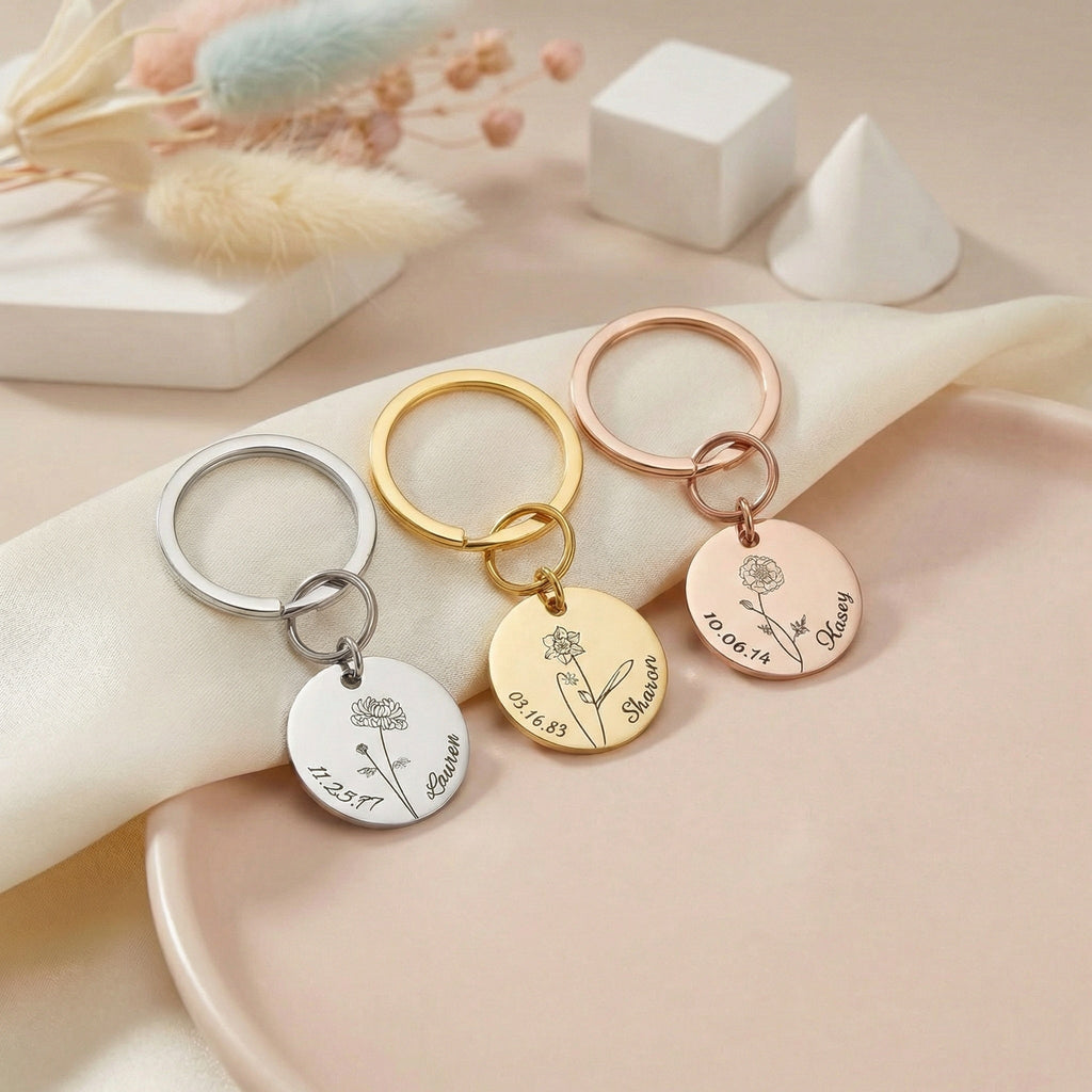 Egyedi Gravírozott Születési Virág Nyaklánc Saját névvel,dátummal,üzenettel.