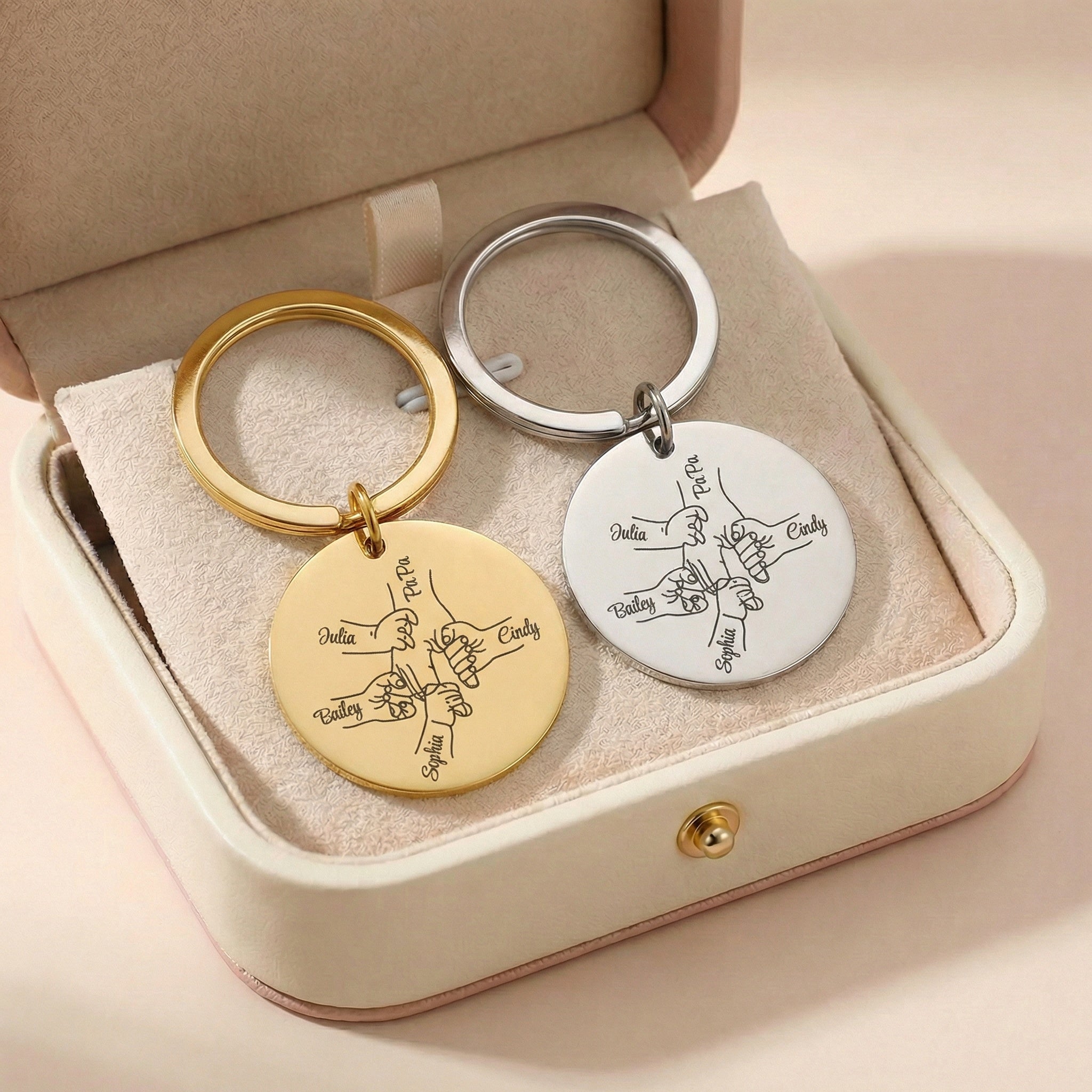 Egyedi Gravírozott Család Kulcstartó Apás vagy Anyás