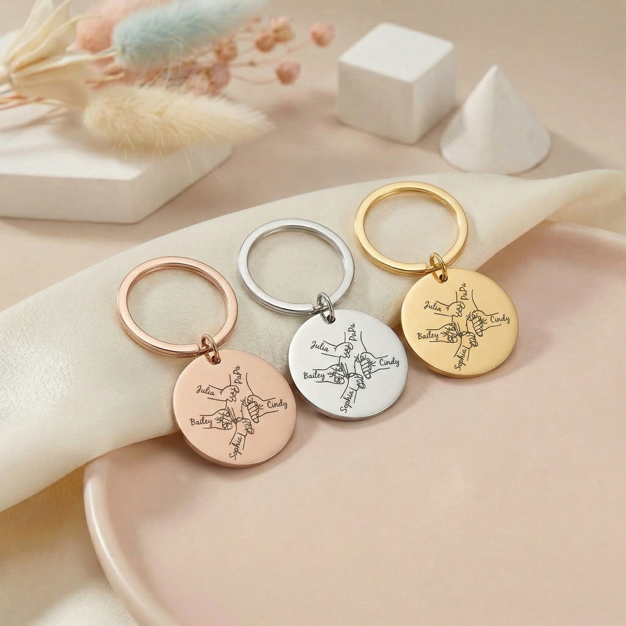 Egyedi Gravírozott Család Kulcstartó Apás vagy Anyás