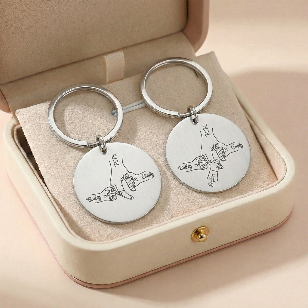 Egyedi Gravírozott Család Kulcstartó Apás vagy Anyás