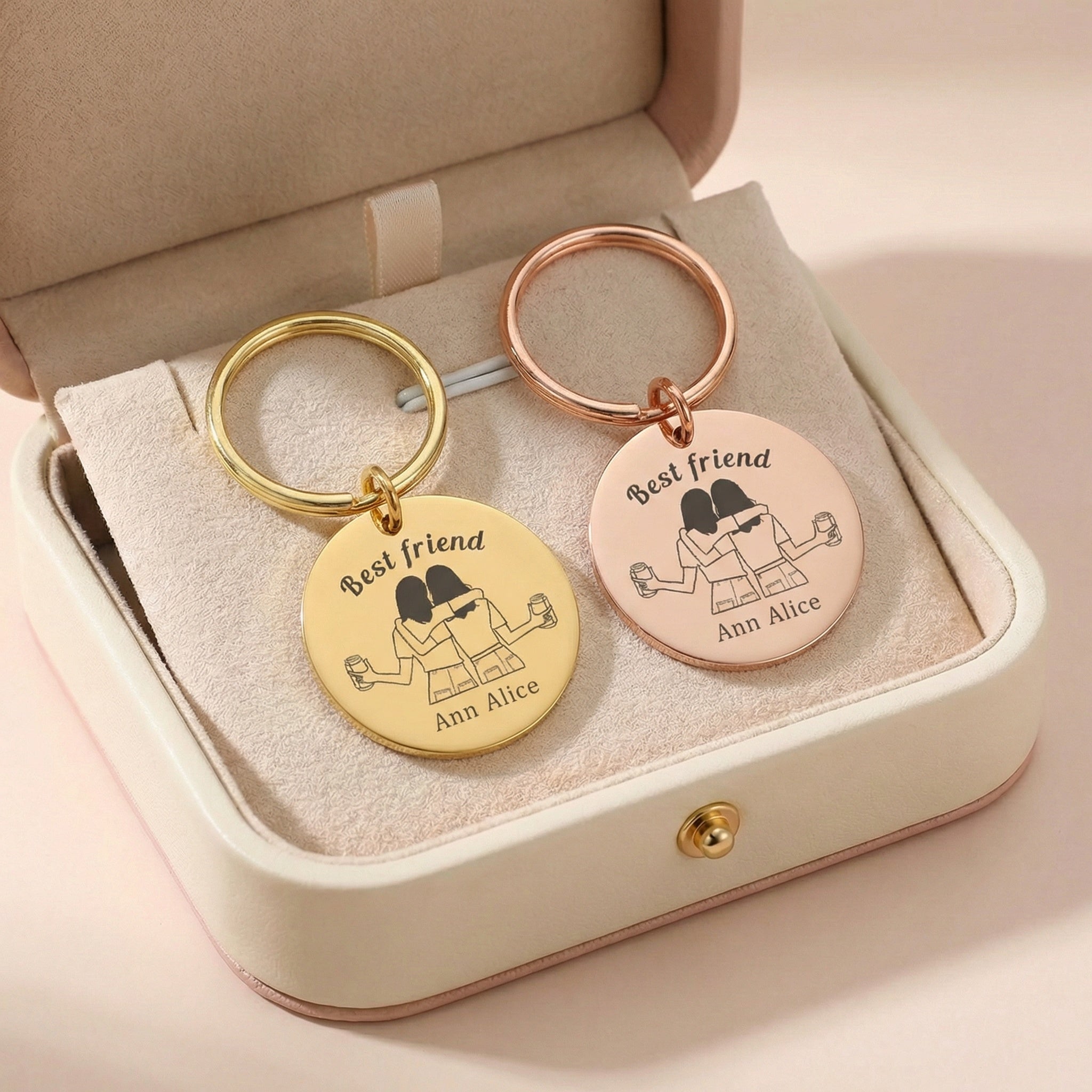 Egyedi Gravírozott Barátság Bff kulcstartó