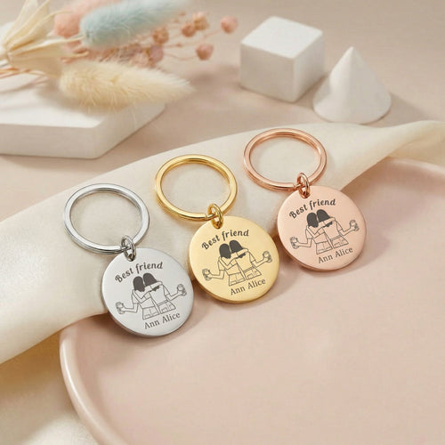 Egyedi Gravírozott Barátság Bff kulcstartó