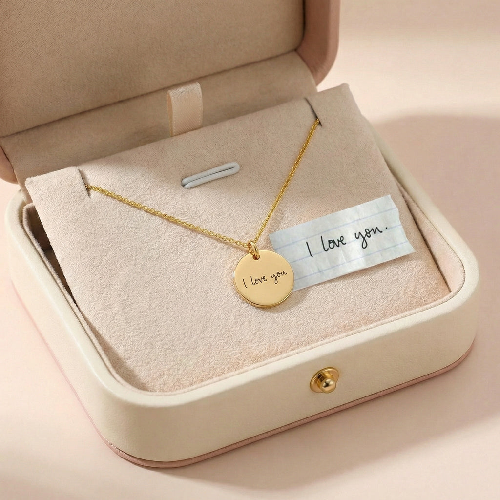 Egyedi gravírozott nyaklánc saját kézírással,üzenettel