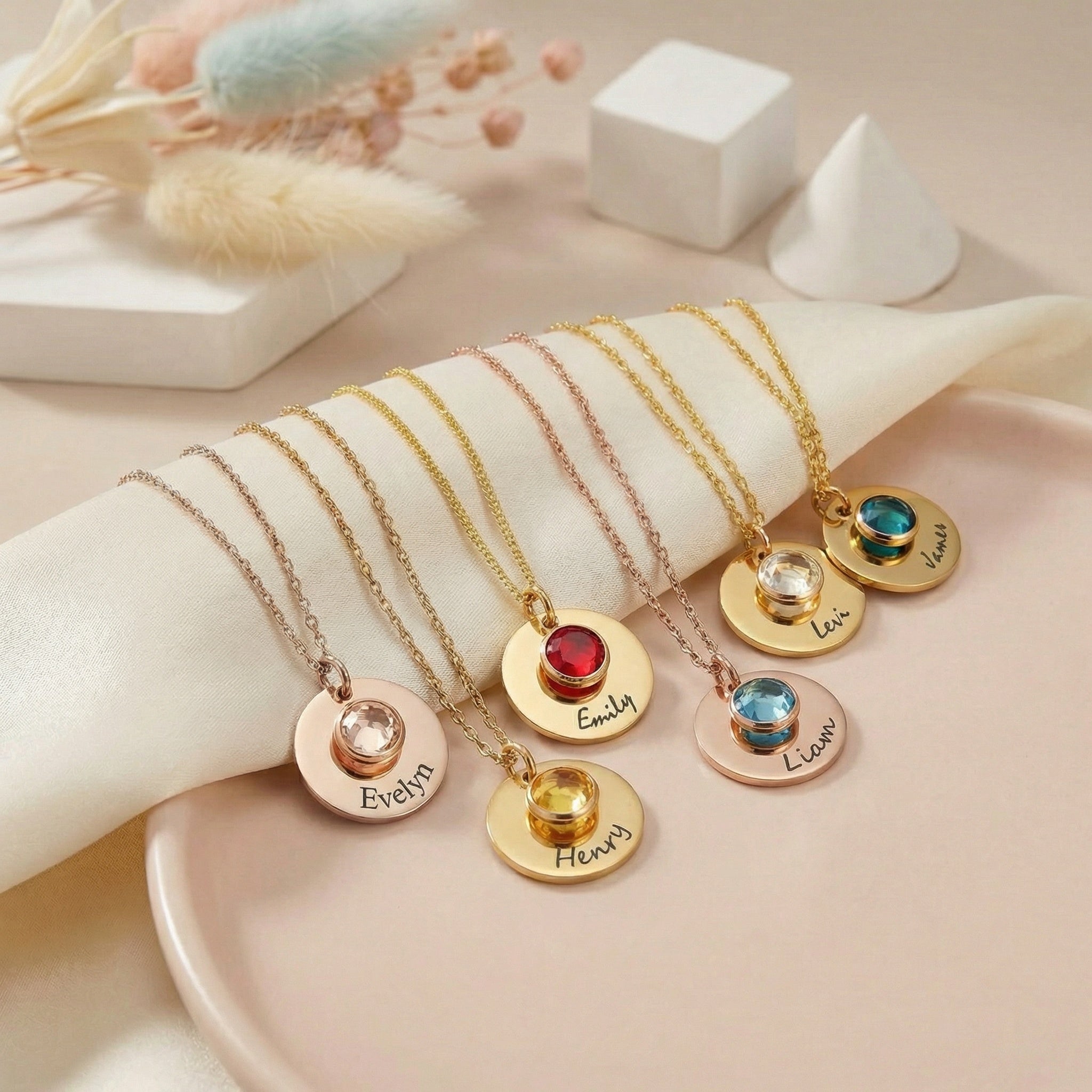 Egyedi gravírozott nyaklánc saját névvel,születési kővel