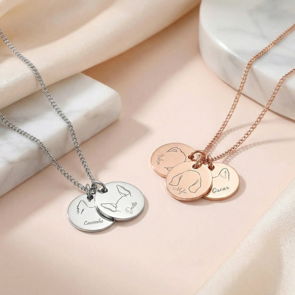 Egyedi gravírozott kutyás nyaklánc saját névvel