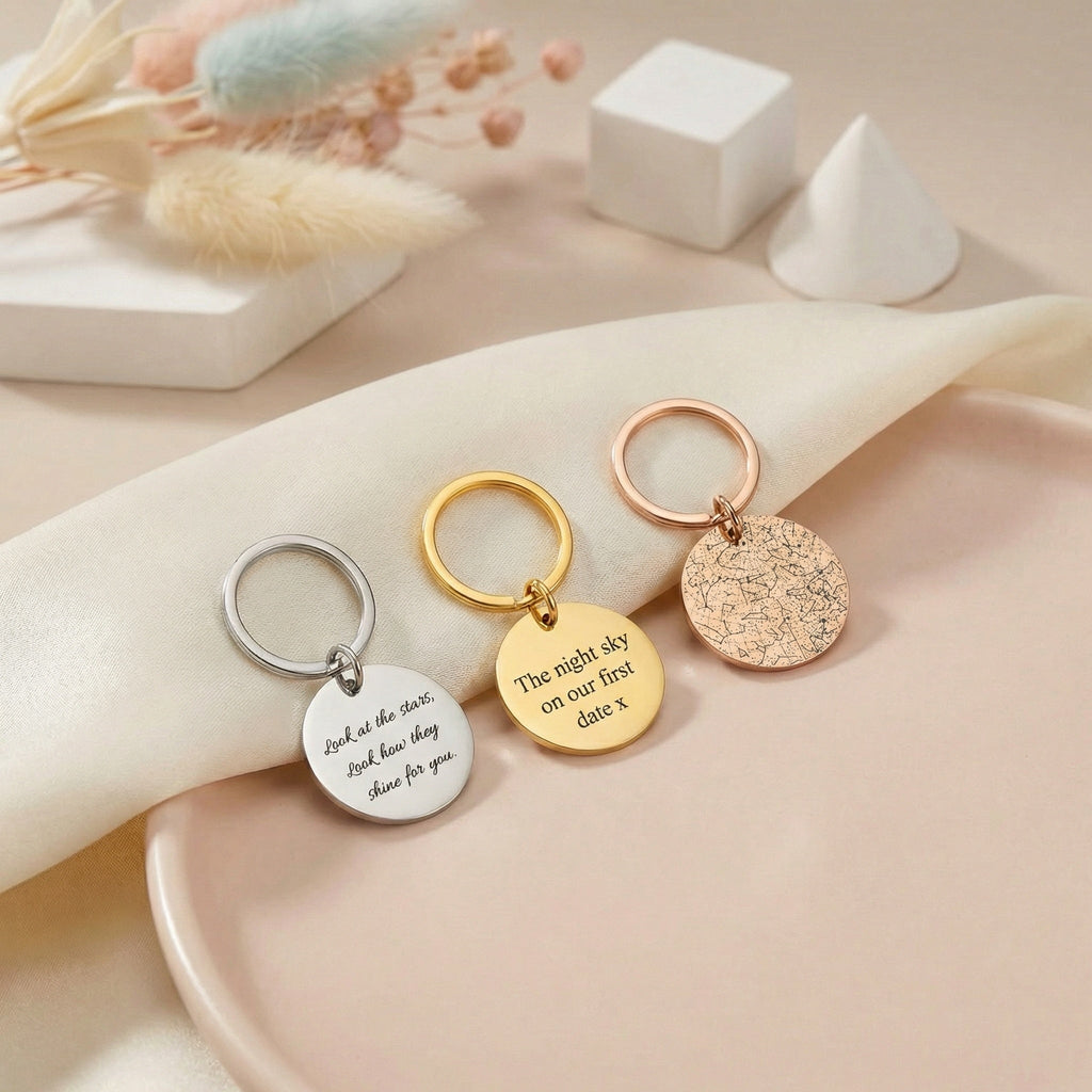 Gravírozható egyedi kulcstartó csillag térképpel