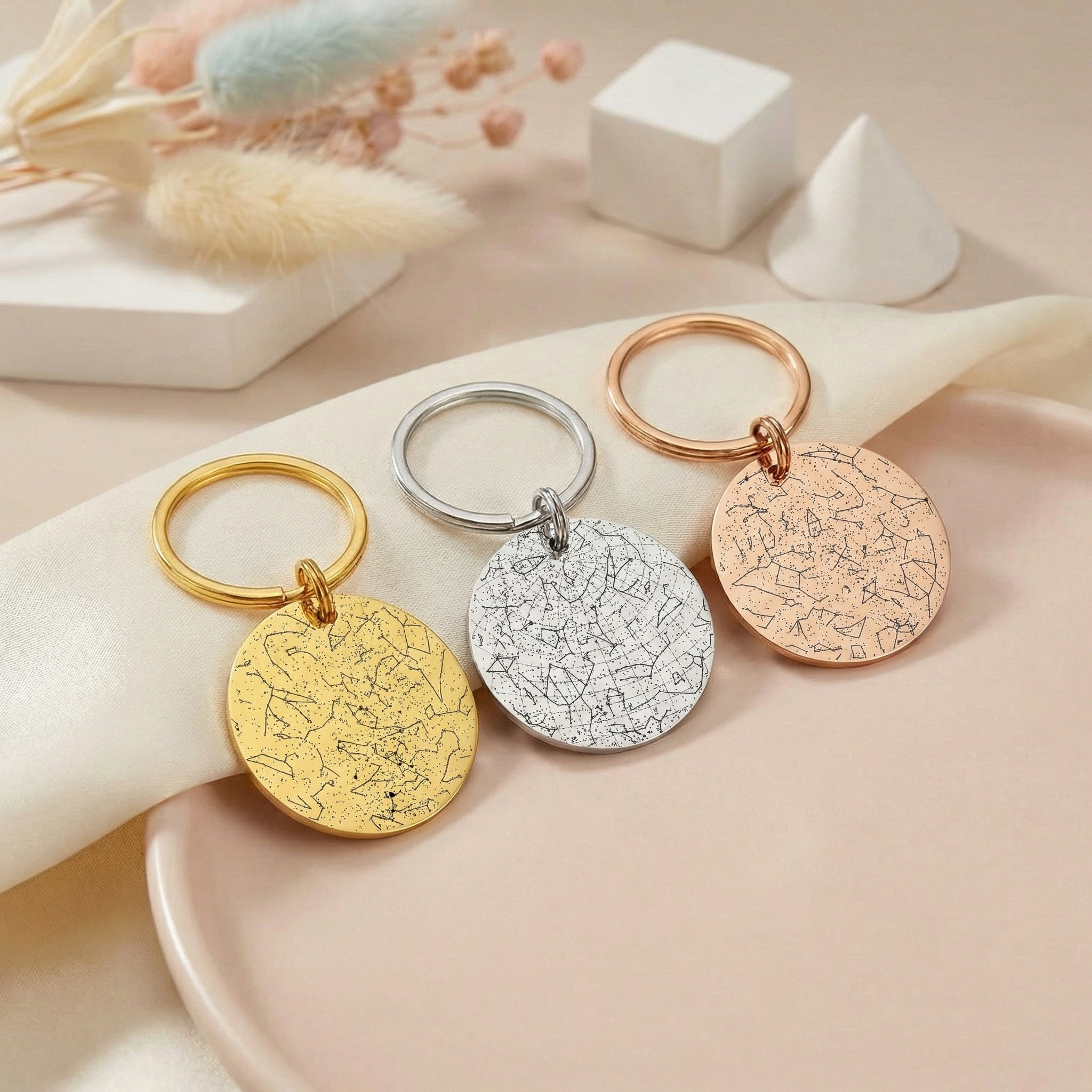 Gravírozható egyedi kulcstartó csillag térképpel