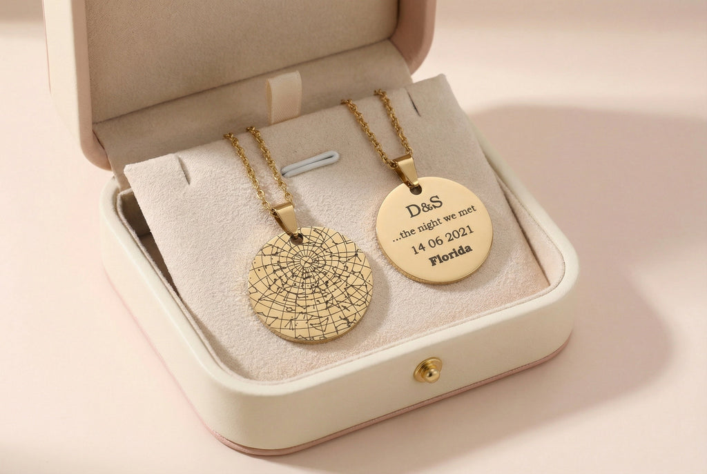 Gravírozható egyedi nyaklánc csillag térképpel