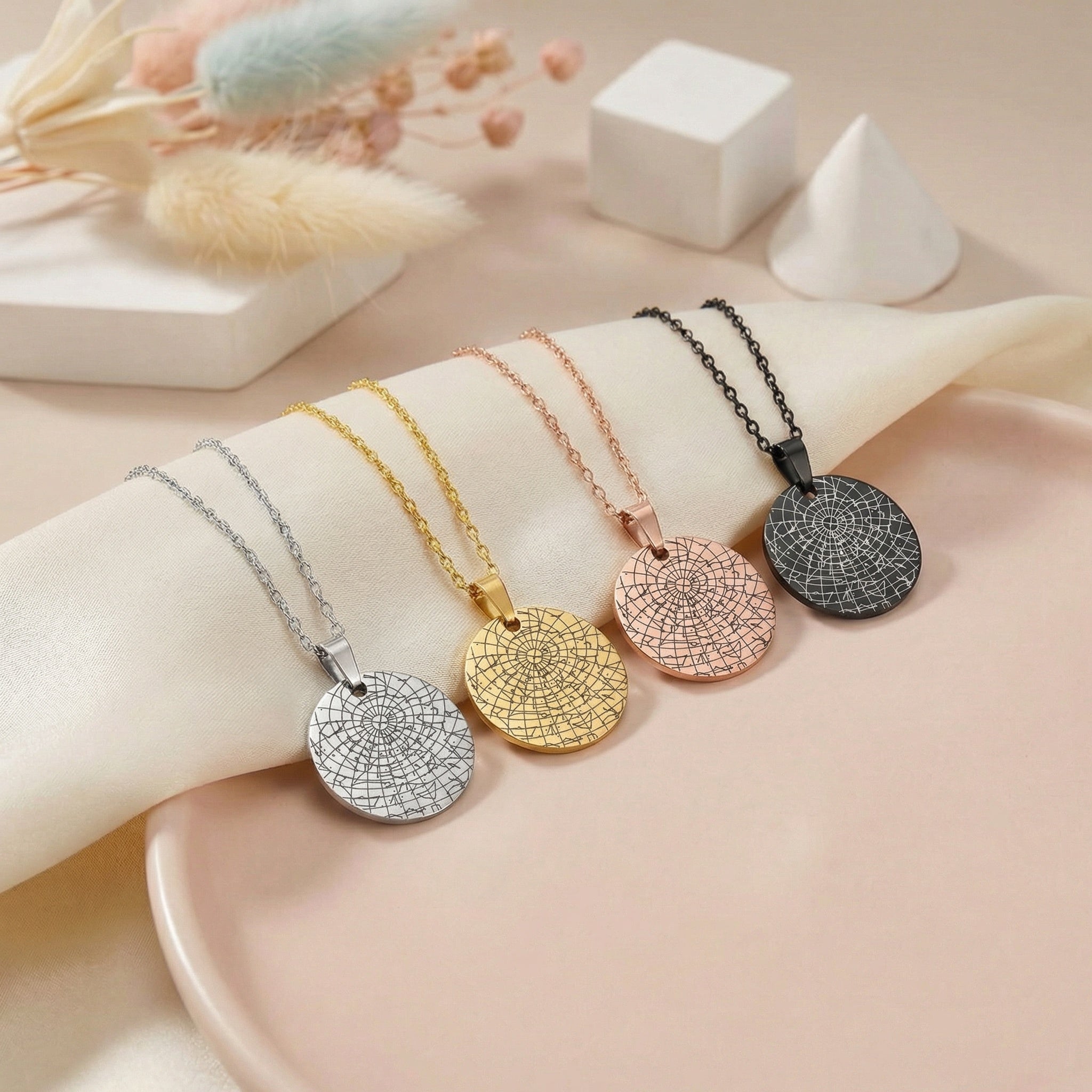 Gravírozható egyedi nyaklánc csillag térképpel