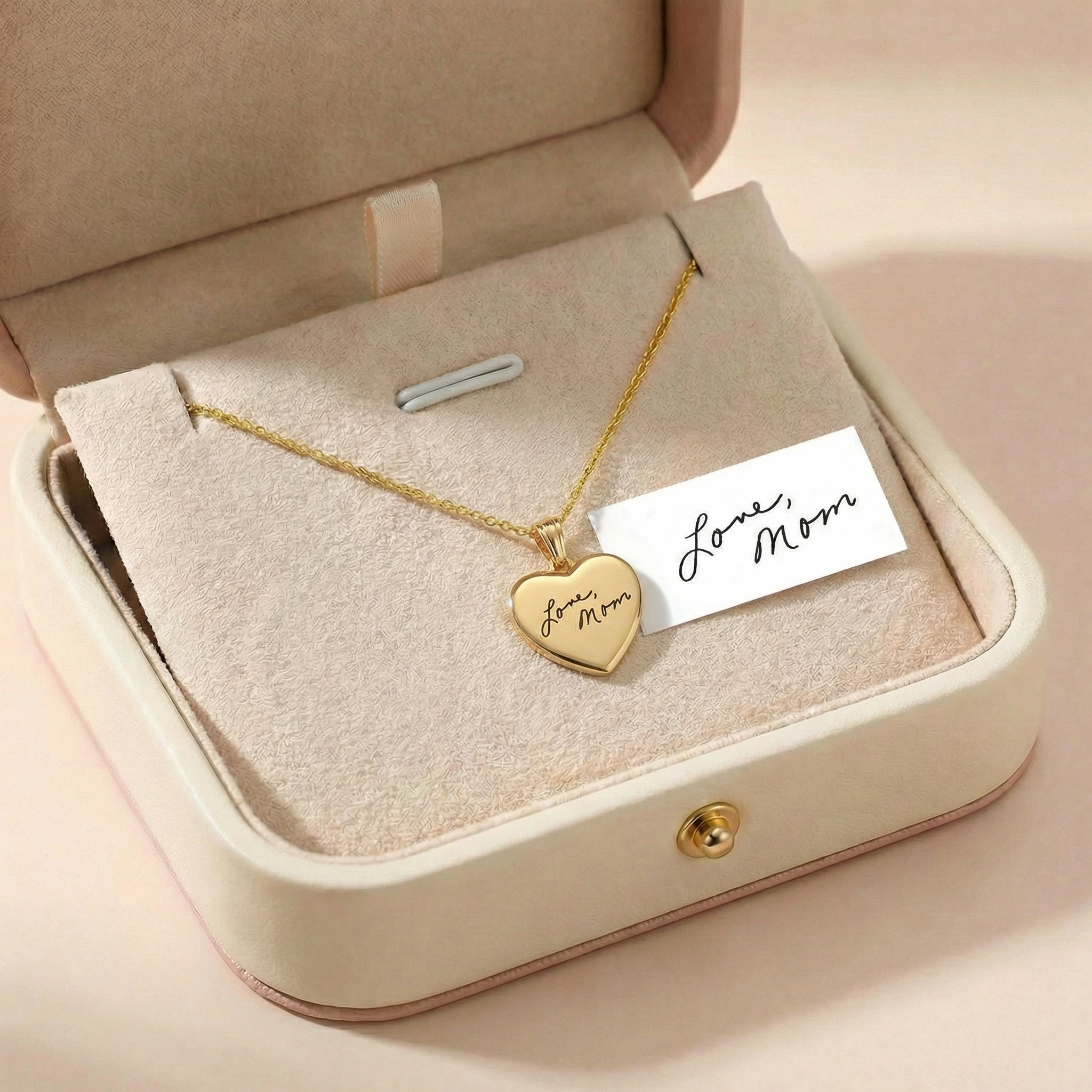 Egyedi gravírozott szív alakú nyaklánc saját kézírással,üzenettel