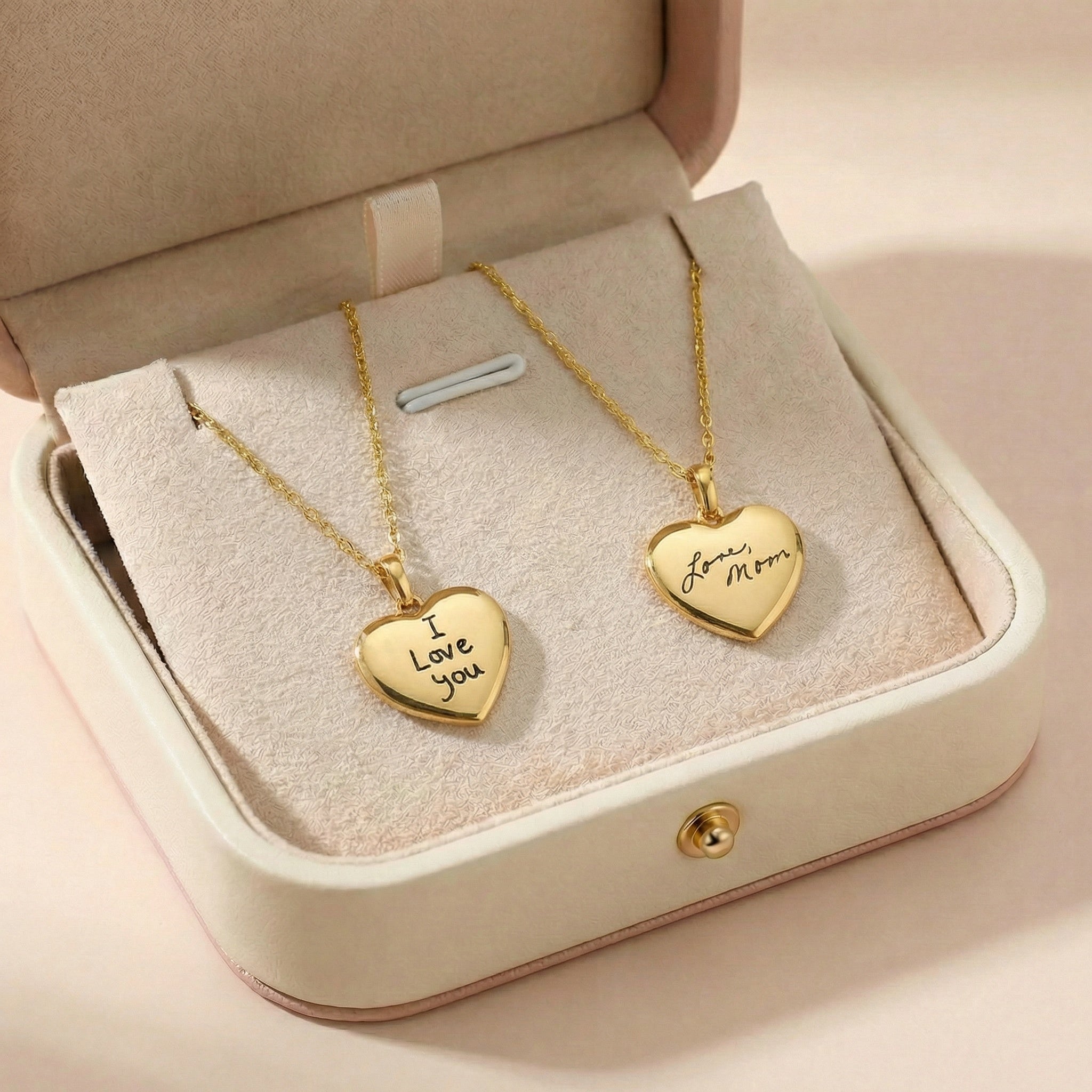 Egyedi gravírozott szív alakú nyaklánc saját kézírással,üzenettel