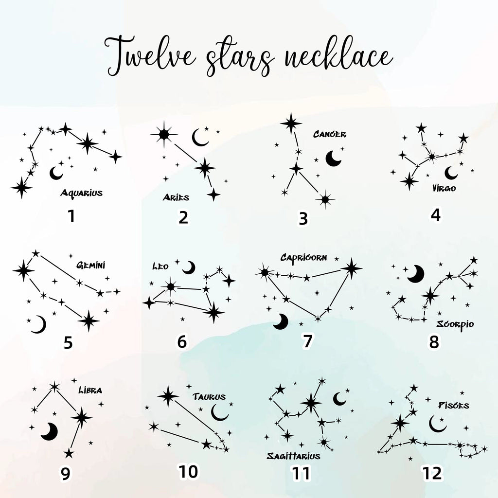 Egyedi gravírozott zodiac csillagjegy nyaklánc születési kővel