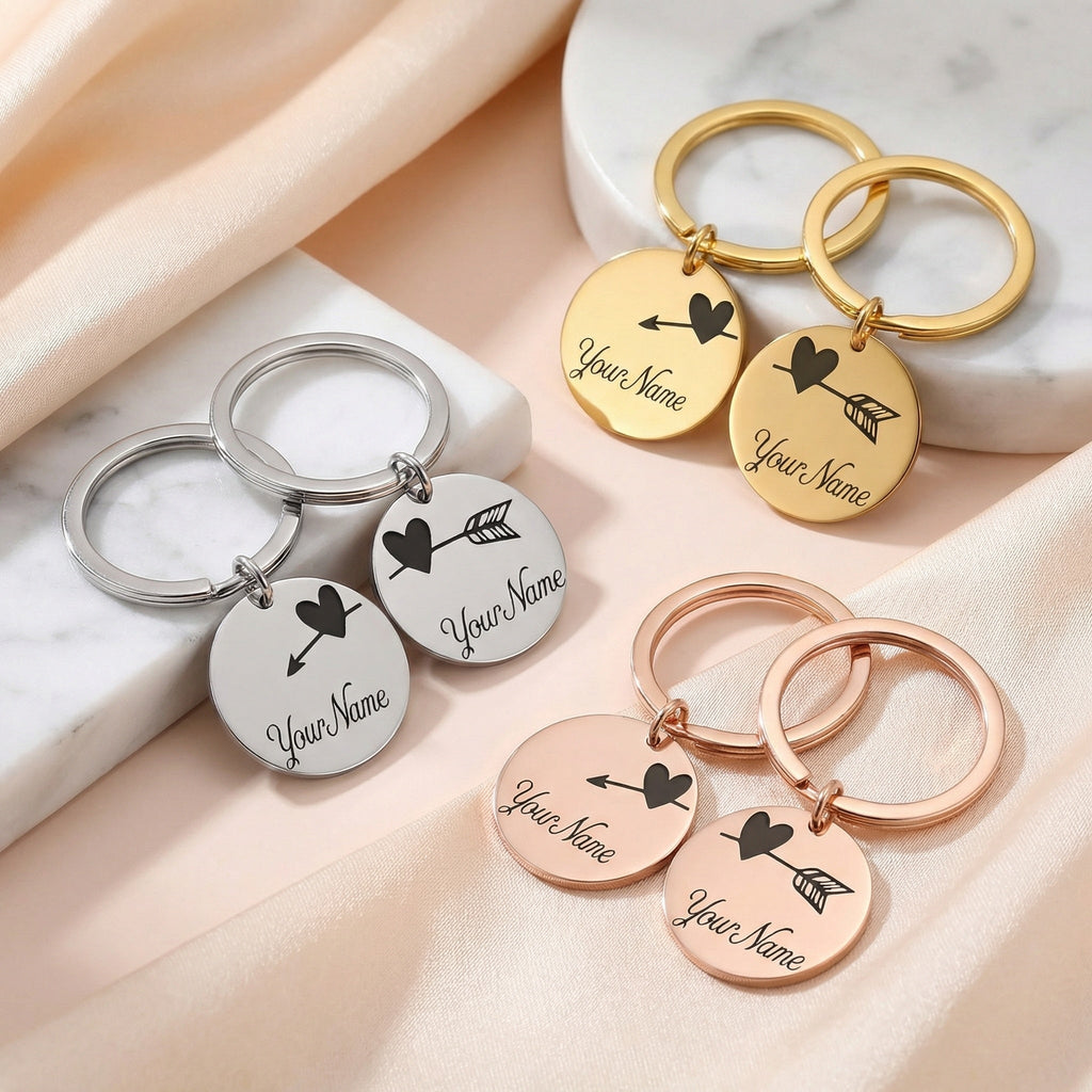 Egyedi gravírozható páros kulcstartó saját névvel