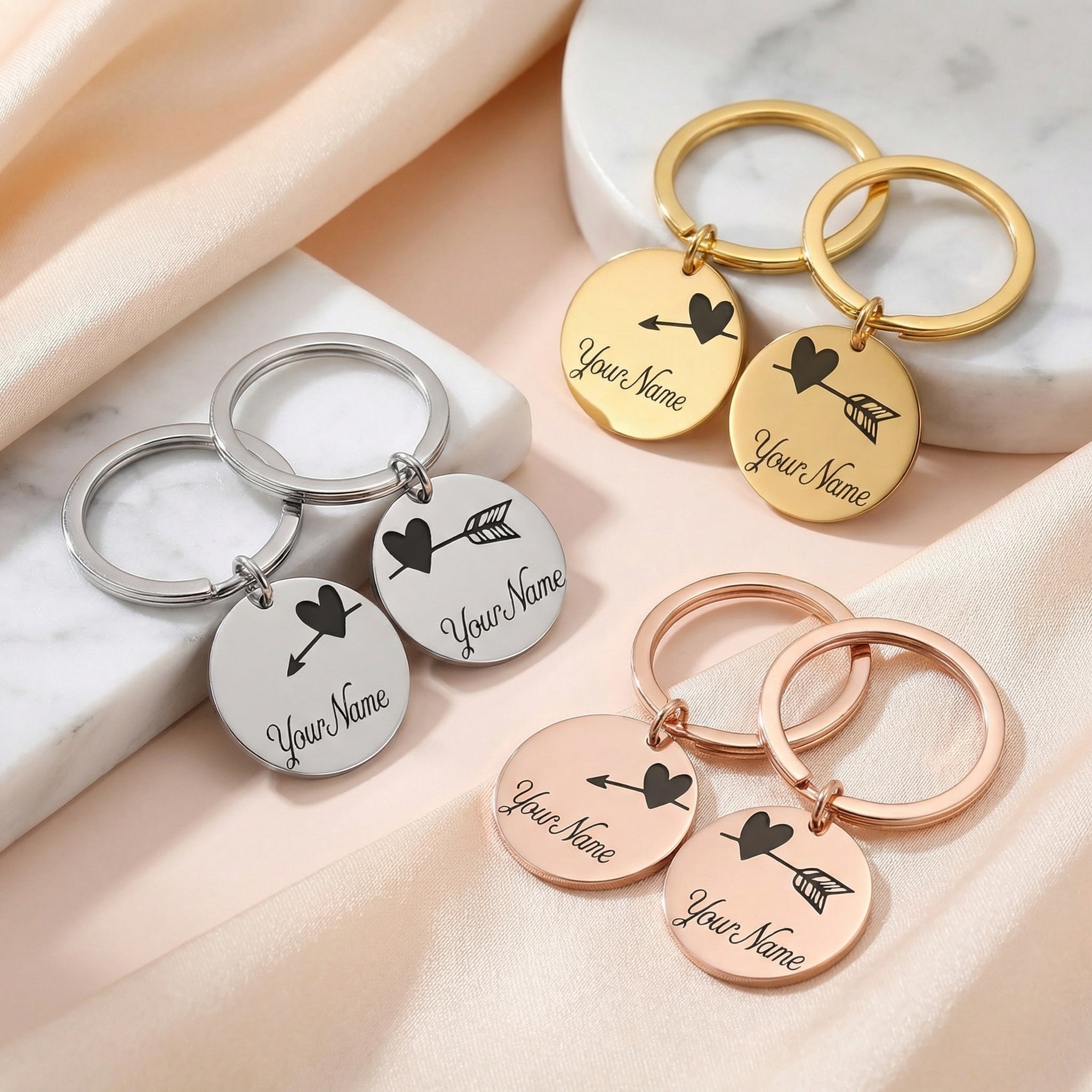 Egyedi gravírozható páros kulcstartó saját névvel