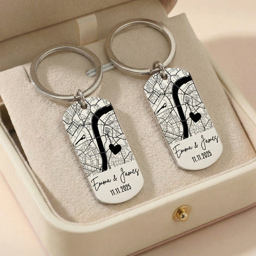 Egyedi gravírozható térkép kulcstartó saját üzenettel,térképpel