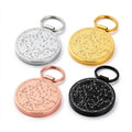 Star map keychains in silver, gold, rose gold, and black finishes