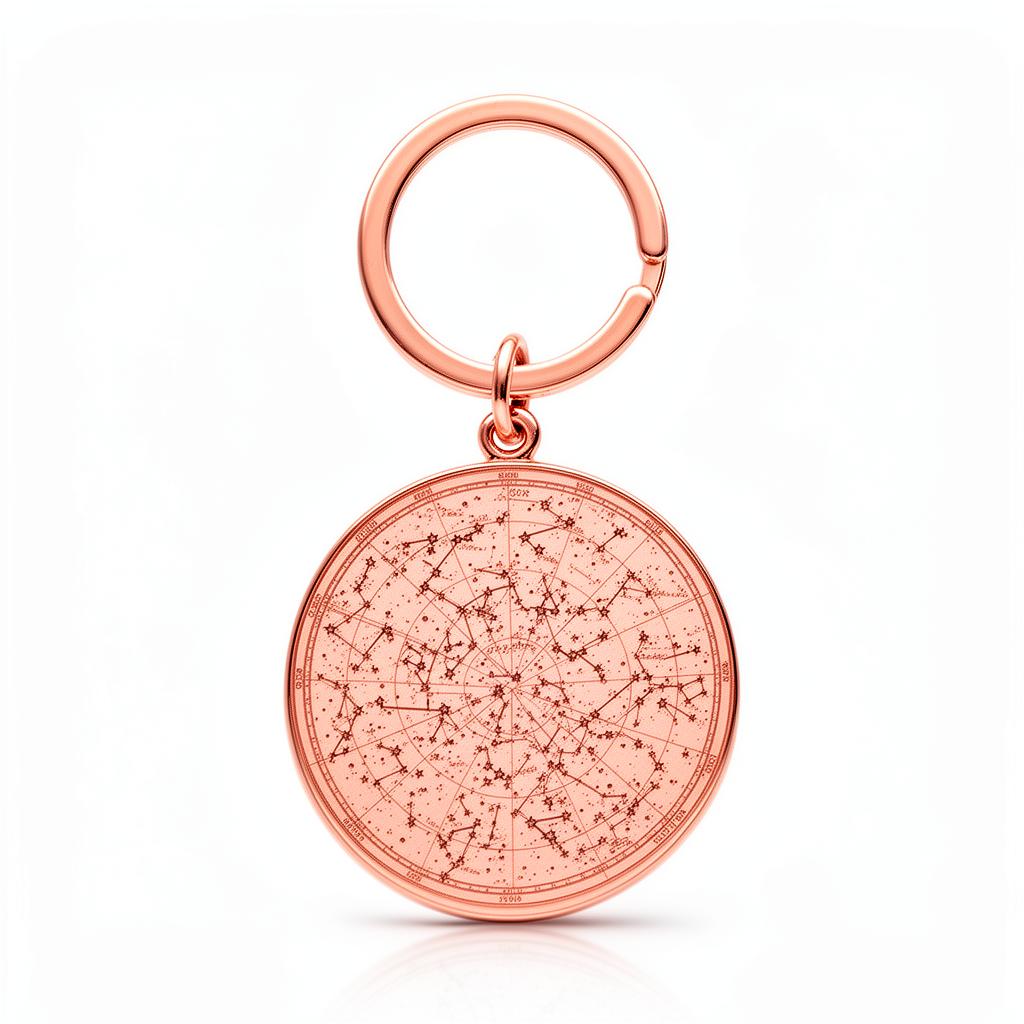 Rose gold star map keychain with constellation engraving